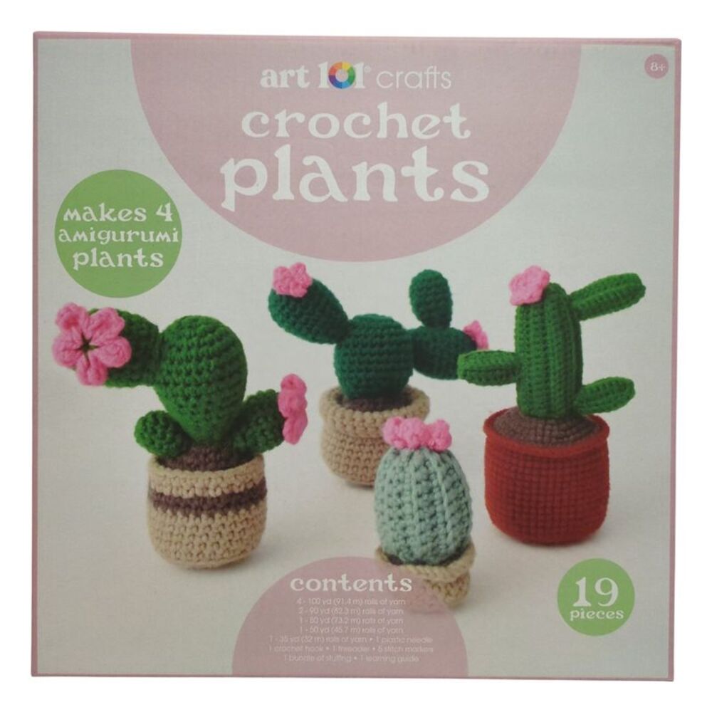 Art 101 Crafts All-in-One Beginners Crochet Amigurumi Plants Kit, 19 Pieces
